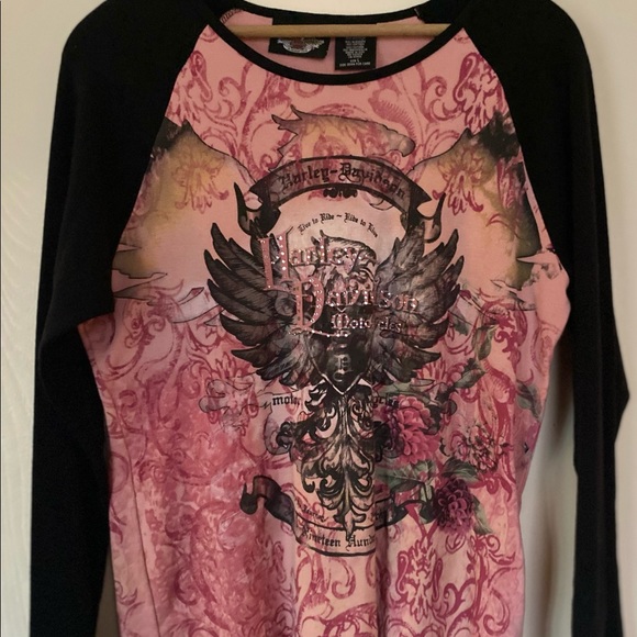 Harley-Davidson Tops - Vintage 1990's HARLEY Davidson Women's 2-Sided Long Sleeve Bling t-shirt Large